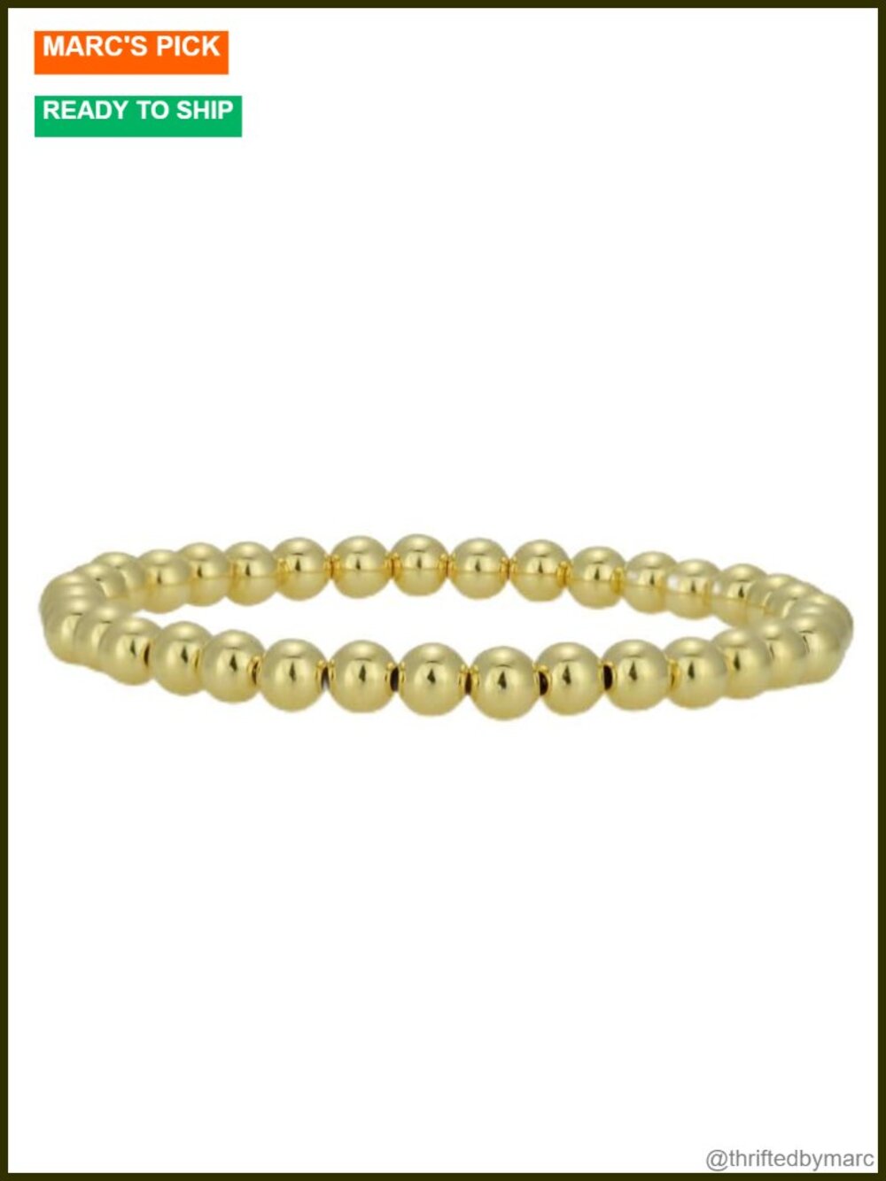 14k Gold Filled Beaded Bracelet 5mm Stretch Stackable Waterproof
